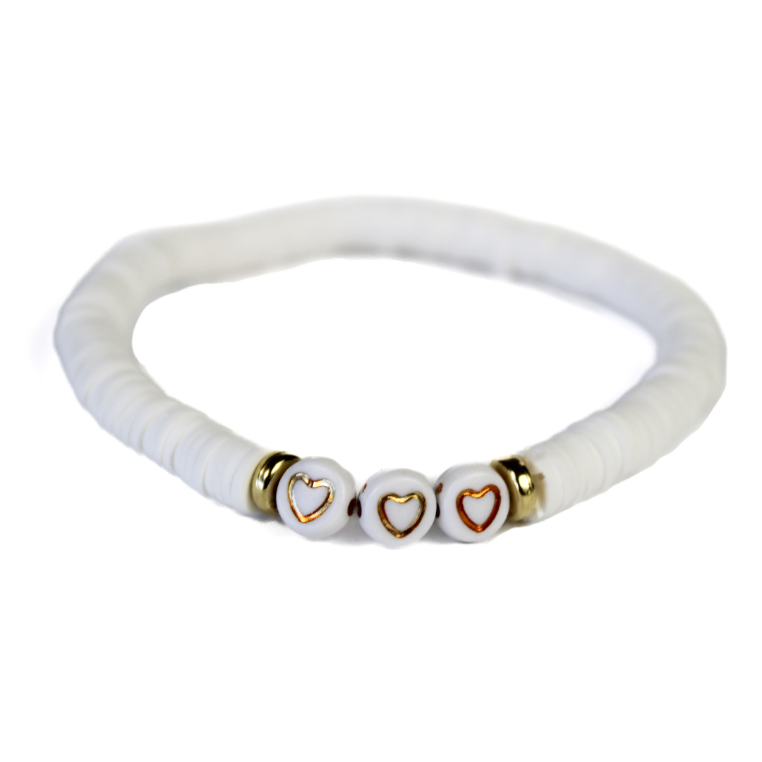 Puka Shell Beaded Heart Bracelet