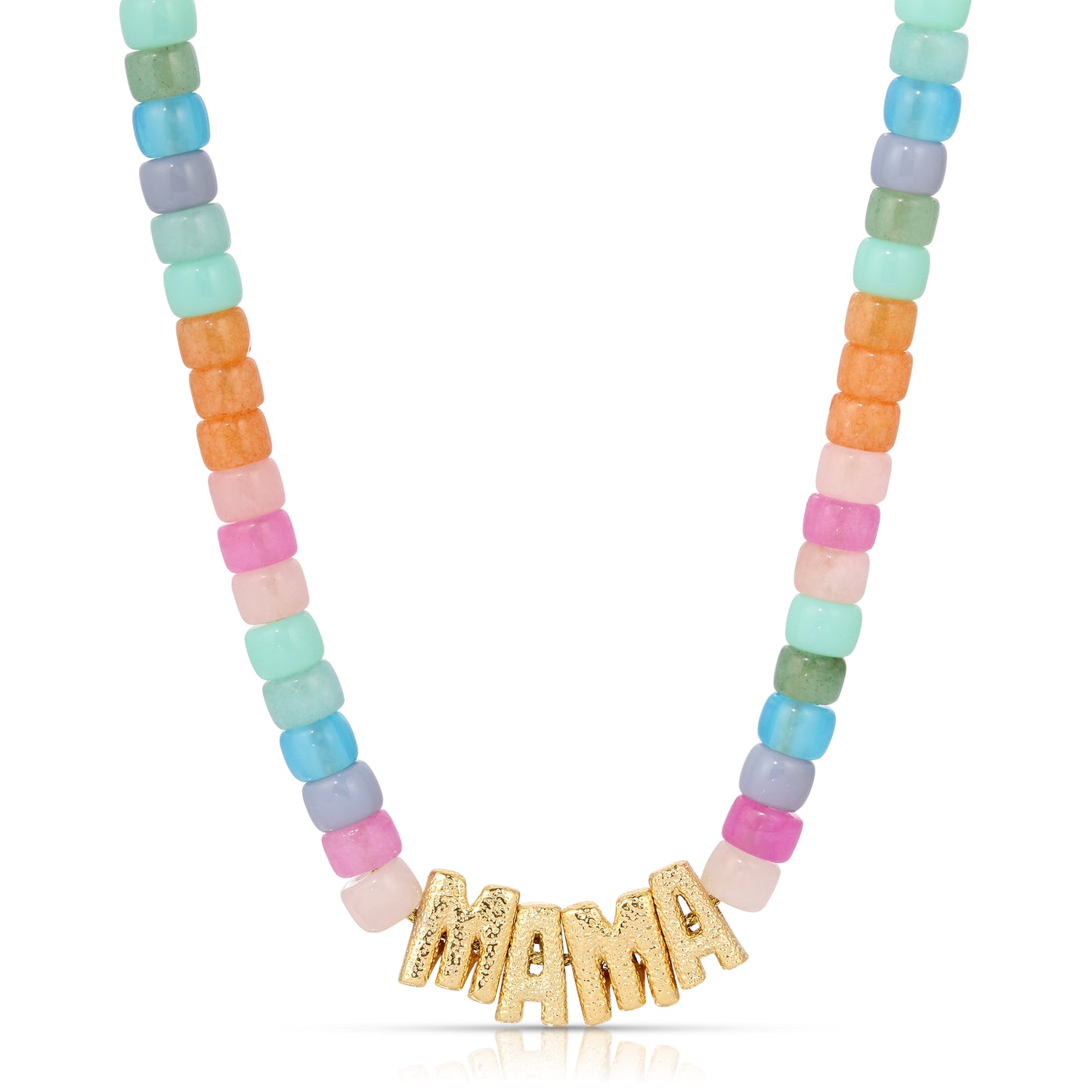 Gold Plated MAMA Beads with Multi-Colored Beaded Necklace