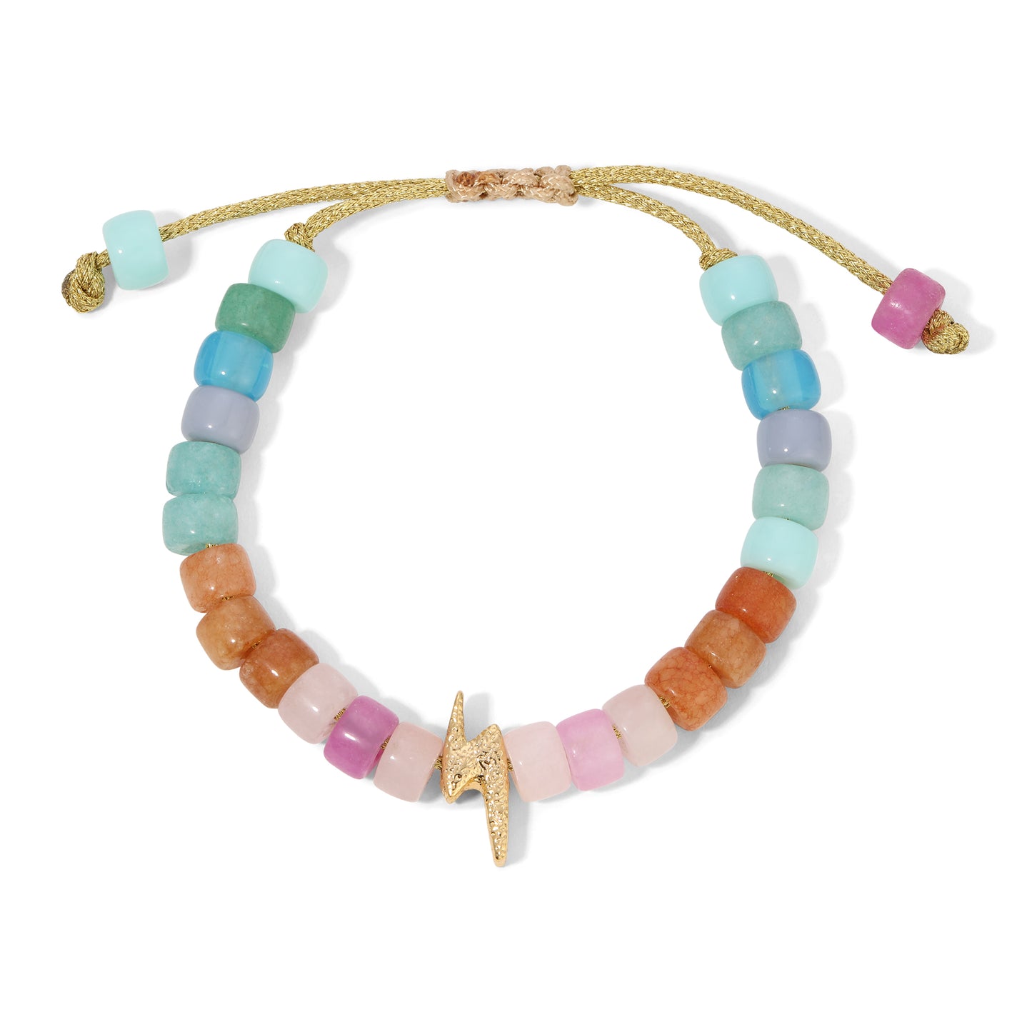 Multi-colored beaded bracelet with lightening bolt charm