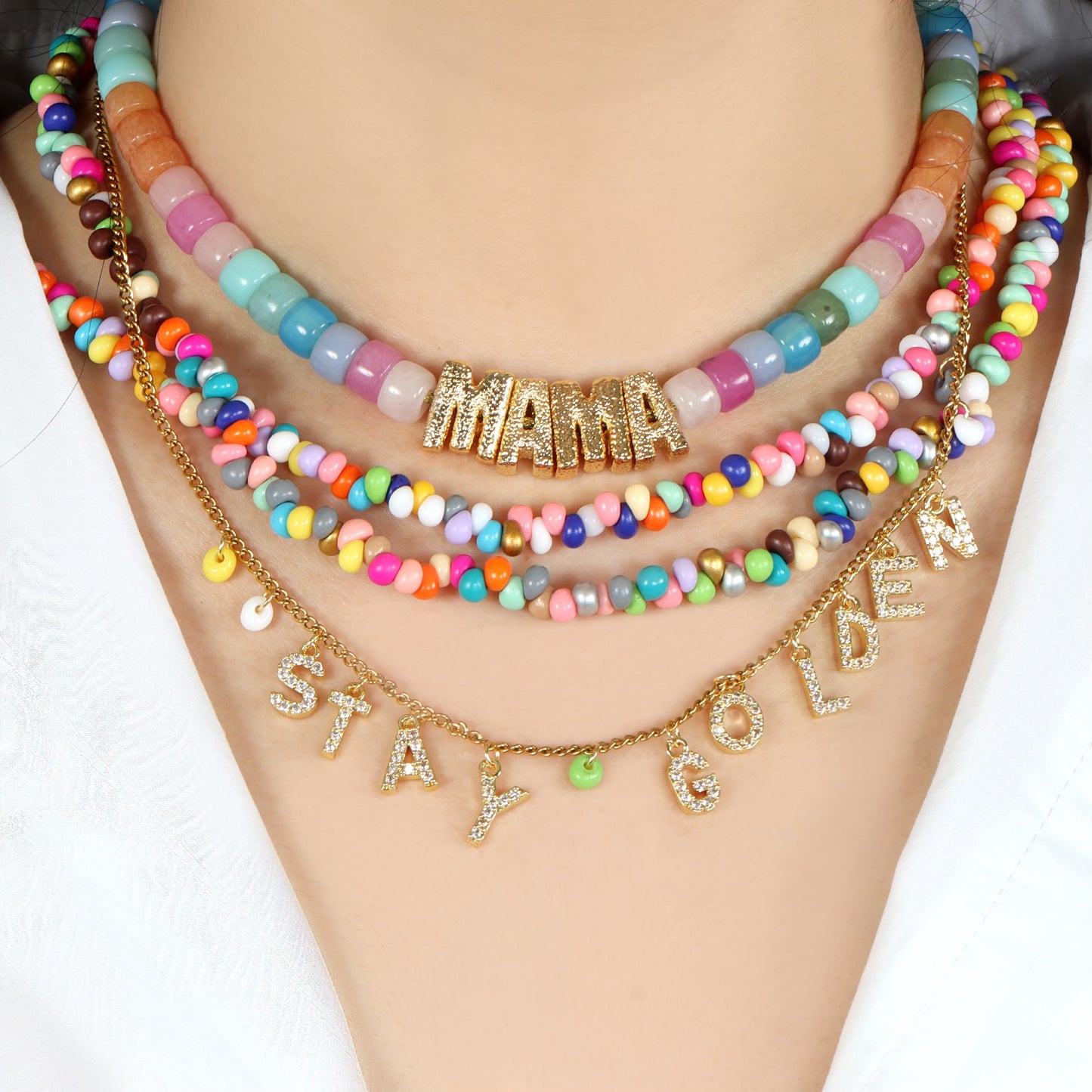 STAY GOLDEN Rhinestone Necklaces